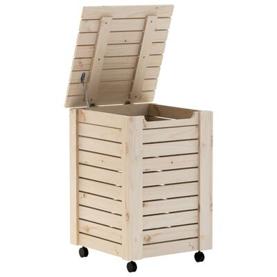 vidaXL Cesta ropa sucia con ruedas RANA madera maciza pino 45x45x64 cm