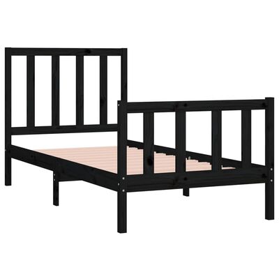 vidaXL Estructura de cama individual madera maciza negra 90x190 cm