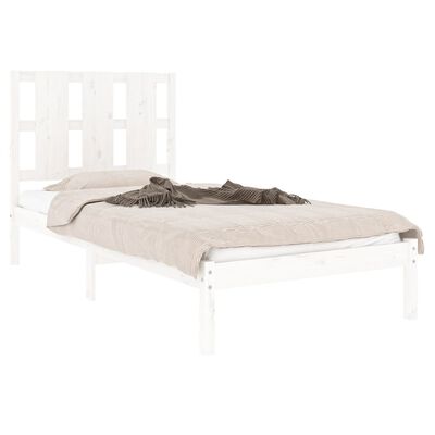 vidaXL Estructura de cama madera maciza individual blanco 75x190 cm