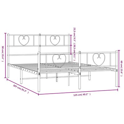 vidaXL Estructura cama sin colchón con estribo metal negro 120x200 cm