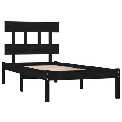 vidaXL Estructura de cama individual madera maciza negra 90x190 cm