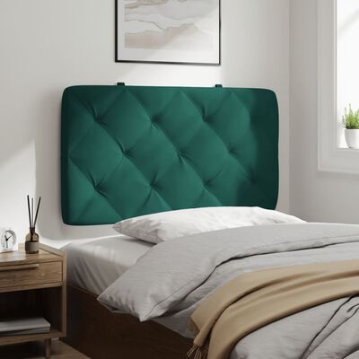 vidaXL Cabecero de cama acolchado terciopelo verde oscuro 80 cm