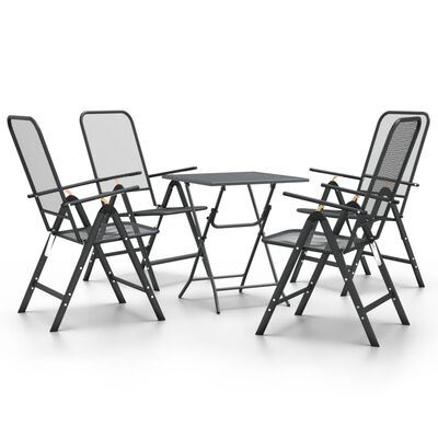 vidaXL Set de comedor de jardín 5 pzas malla metal expandido antracita