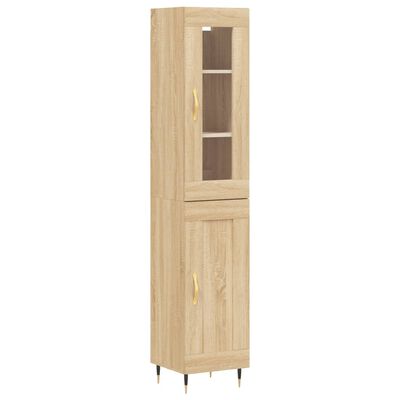 vidaXL Aparador de madera contrachapada roble Sonoma 34,5x34x180 cm