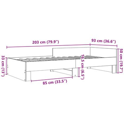 vidaXL Estructura de cama sin colchón madera roble Sonoma 90x200 cm