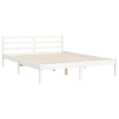 vidaXL Estructura de cama con cabecero madera maciza blanco 140x200 cm