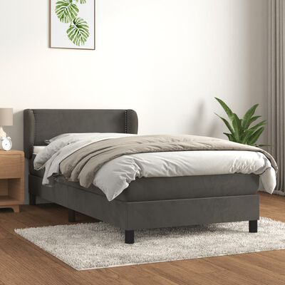 vidaXL Cama box spring con colchón terciopelo gris oscuro 80x200 cm