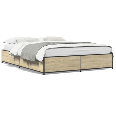 vidaXL Estructura cama madera ingeniería metal roble Sonoma 135x190 cm