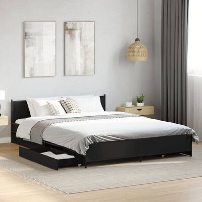 vidaXL Estructura cama con cajones madera ingeniería negra 160x200 cm