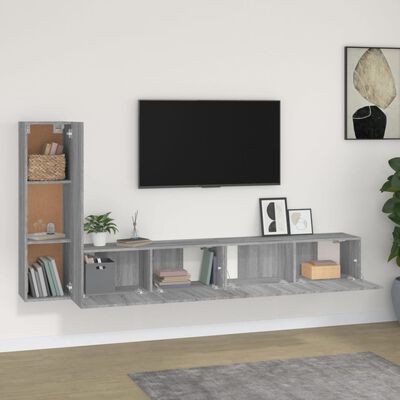 vidaXL Set de muebles para TV 3 pzas madera contrachapada gris Sonoma