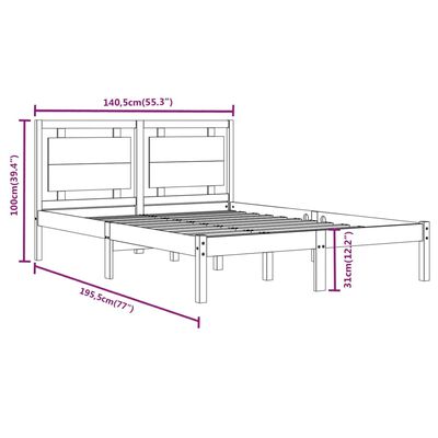 vidaXL Estructura de cama de madera maciza blanca 135x190 cm