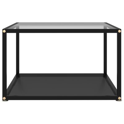 vidaXL Mesa de centro vidrio templado transparente y negro 60x60x35 cm