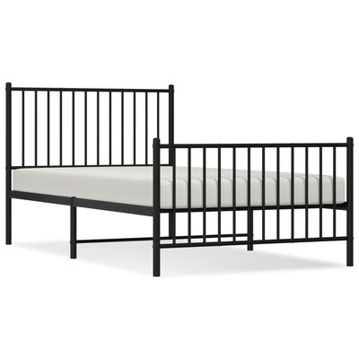 vidaXL Estructura cama sin colchón con estribo metal negro 100x190 cm