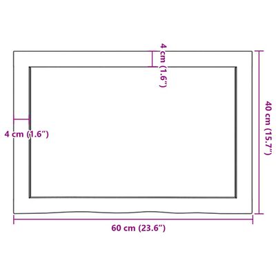 vidaXL Tablero de mesa madera maciza roble sin tratar 60x40x(2-4) cm