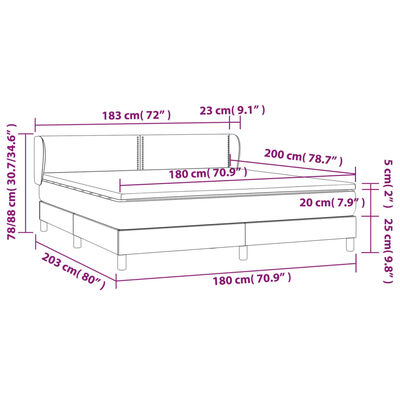 vidaXL Cama box spring con colchón terciopelo gris oscuro 180x200 cm