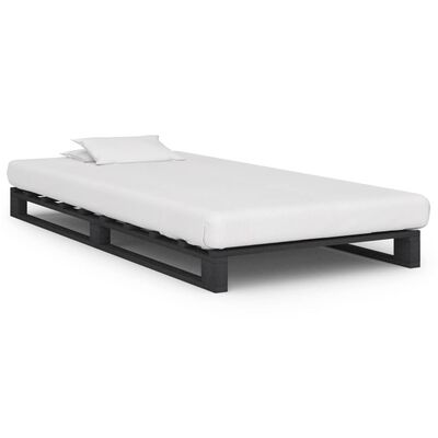 vidaXL Estructura cama palets sin colchón madera maciza gris 100x200cm