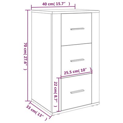 vidaXL Aparador de madera contrachapada gris hormigón 40x33x70 cm