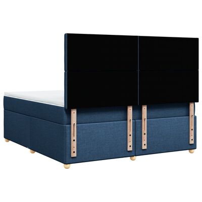 vidaXL Cama box spring con colchón tela azul 180x200 cm