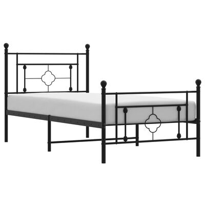 vidaXL Estructura cama sin colchón con estribo metal negro 100x190 cm