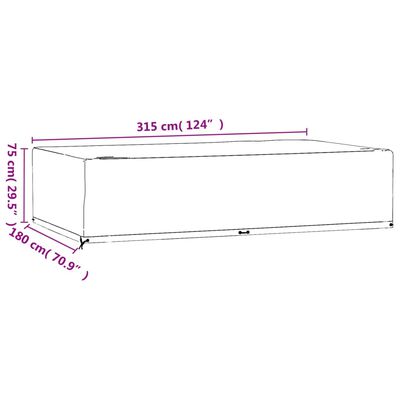 vidaXL Funda para muebles jardín 12 ojales rectangular 315x180x75 cm