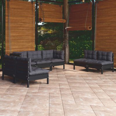 vidaXL Juego de muebles de jardín 7 pzas y cojines madera maciza pino