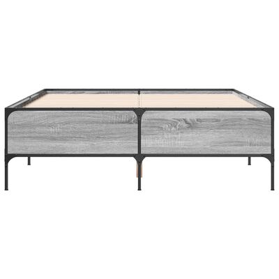 vidaXL Estructura cama madera ingeniería metal gris Sonoma 160x200 cm