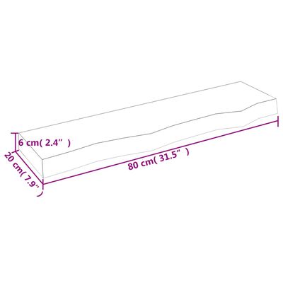 vidaXL Estante de pared madera de roble tratada marrón claro 80x20x6cm