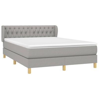 vidaXL Cama box spring con colchón tela gris claro 140x190 cm