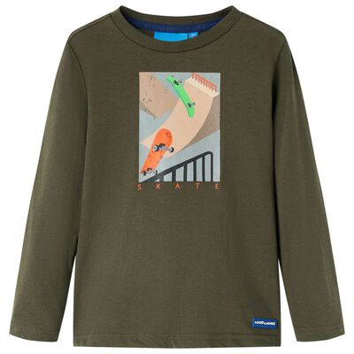 Camiseta infantil de manga larga caqui 140