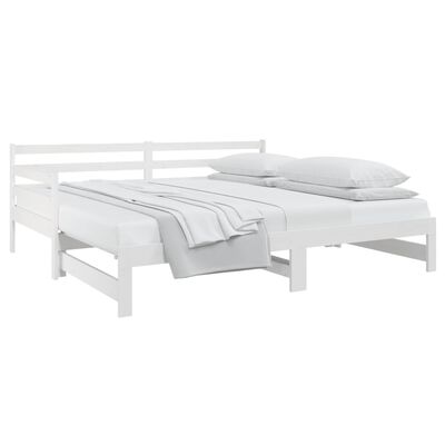 vidaXL Sofá cama extraíble madera maciza de pino blanco 2x(90x190) cm