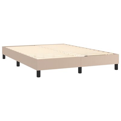 vidaXL Cama box spring con colchón cuero sintético capuchino 140x190cm