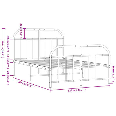 vidaXL Estructura cama sin colchón con estribo metal blanco 120x200 cm