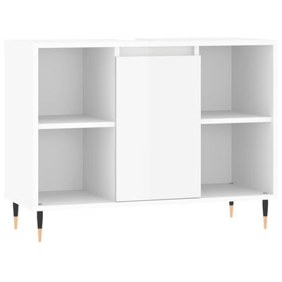 vidaXL Set muebles de baño 3 piezas madera contrachapada blanco brillo