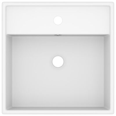 vidaXL Lavabo cuadrado rebosadero cerámica blanco mate 41x41 cm