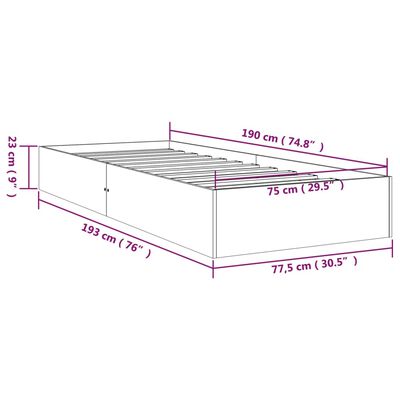 vidaXL Estructura de cama individual madera maciza gris 75x190 cm