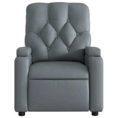 vidaXL Sillón de masaje reclinable cuero sintético gris