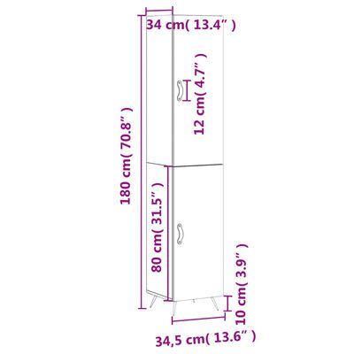 vidaXL Aparador de madera contrachapada roble ahumado 34,5x34x180 cm