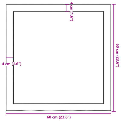 vidaXL Tablero de mesa madera maciza roble sin tratar 60x60x(2-4) cm