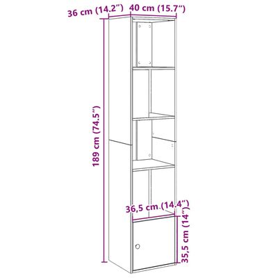 vidaXL Estantería de madera de ingeniería negra 40x36x189 cm