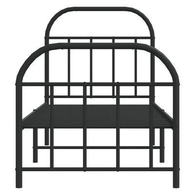 vidaXL Estructura de cama con cabecero y estribo metal negro 75x190 cm