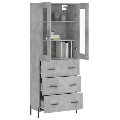 vidaXL Aparador alto madera contrachapada gris hormigón 69,5x34x180 cm