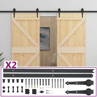 vidaXL Puerta corredera con herrajes madera maciza de pino 80x210 cm