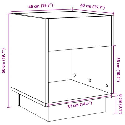 vidaXL Mesa de centro con Infinity LED gris Sonoma 40x40x50 cm