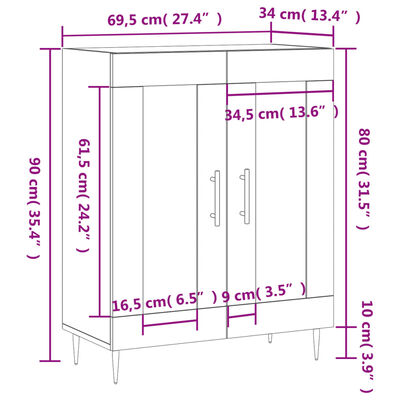 vidaXL Aparador de madera de ingeniería blanco 69,5x34x90 cm