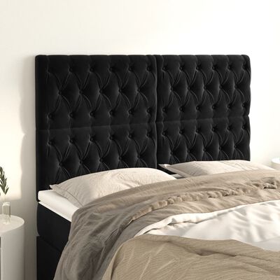 vidaXL Cabeceros 4 unidades de terciopelo negro 80x7x78/88 cm