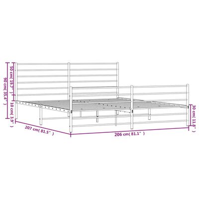 vidaXL Estructura cama sin colchón con estribo metal negro 200x200 cm