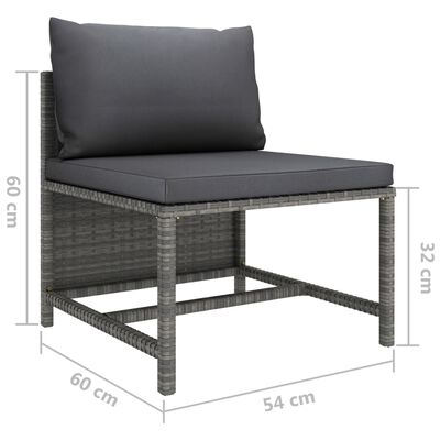 vidaXL Set de muebles de jardín 7 pzas y cojines ratán sintético gris