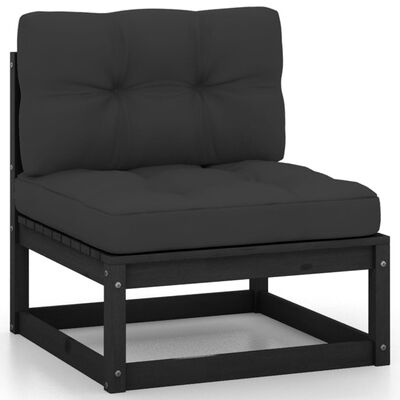 vidaXL Set de muebles de jardín 7 pzas con cojines madera pino negro