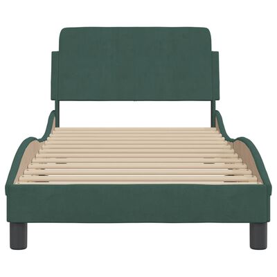 vidaXL Estructura de cama sin colchón terciopelo verde oscuro 90x200cm