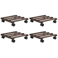 vidaXL Soporte con ruedas para macetas madera 4 uds cedro 25x25 cm